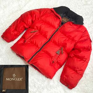 1円〜【希少】【高級ライン】MONCLER モンクレール ダウンジャケット アウター 茶タグ レッド インナー黒 サイズ00