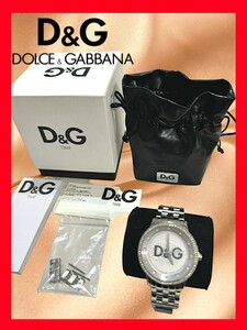 ◆送料無料！◆DOLCE & GABBANA (ドルチェ＆ガッバーナ) プライムタイム*オーバルラインストーン*クォーツ式*腕時計,ウォッチ*銀シルバー