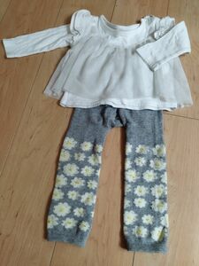 ★２★ベビー服　 子供服　長袖Tシャツ　女の子　フリルトップス　ニットレギンス　上下セット 古着　80サイズ