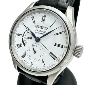 SEIKO/セイコー プレザージュ SARW035(6R27-00L0) ホワイト 腕時計 ステンレススチール 自動巻き/オートマ 白琺瑯文字盤/黒革 メンズ