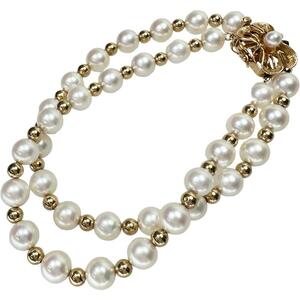 2 ream Akoya pearl 6.5~7.0mm bracele K18 Gold /K14 Gold ( circle sphere part / analysis settled ) 19.4g 17cm lady's 