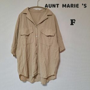 AUNT MARIE 'S シャツ ベージュカーキ 綿100% フリーサイズ 大きいサイズ