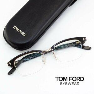 【1円/レア!!】トムフォード TOM FORD サーモント アイウェア メガネフレーム ハーフリム TF5260 バッファローホーン ダークブラウン 眼鏡