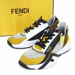 【1円】フェンディ FENDI フロー FLOW ローカット スニーカー シューズ 7E1392 ナイロン×レザー 6サイズ ブラック イエロー系 40894