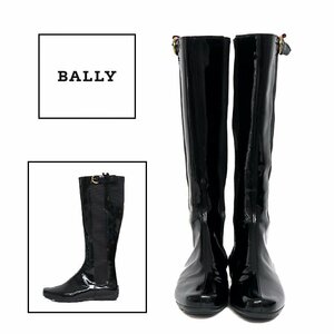 [1 jpy / superior article ] Bally BALLY lady's long boots jockey side-gore enamel 36.5/ approximately 23.TUSCANIApa tent leather black 