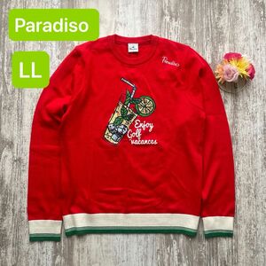 Paradiso パラディーゾ　ゴルフウエア　セーター　綿　レッド　 長袖　LL