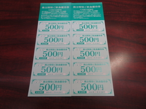 AFC-HD株主優待　なすび、FSC、さいか屋横須賀店等　飲食優待券　5,000円分（500円×10枚）　2024年11月30日期限 