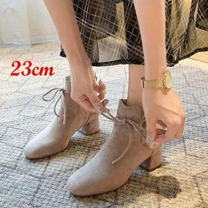  ankle boots lady's short boots bootie - square tu boots woman high heel boots futoshi heel pretty beautiful legs beige 23cm