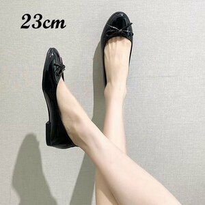  ballet shoes Loafer lady's PU leather long nose low heel women's shoes .. outdoors office black 23cm