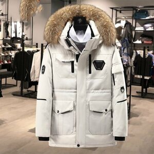 YR-NO1【実寸3XL】最高級ライン 新品 白 超防寒premium多機能 寒冷地 重厚 豪雪 Ecoファー付 ファー脱着 高品質 贅沢 ダウンジャケット