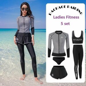  lady's swimsuit fitness swimsuit separate swimsuit Surf fitness swimsuit top and bottom set swimming sport body series cover Jim size L