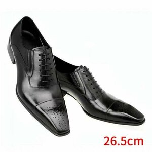 ビジネスシューズ 紳士靴 メンズ靴 通勤靴　男性 PUレザー 黒26.5cm