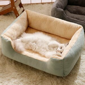 猫 犬 ベッド ペットベッド ふわふわ 暖か もこもこ ペット用品 滑り止め クッションマット 柔らかい　耐噛み　秋冬　グリーン XL サイズ