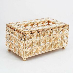 ティッシュボックス　北欧風　贅沢感　目立　ティッシュケース　デスク　卓上　インテリア飾り　宝石感 ゴールド