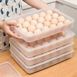 卵ケース 卵収納ボックス 冷蔵庫用 持ち運び 大容量 34個収納 玉子ケース 区分保管 取り出し便利 通気性良い 2点セット
