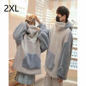 裏起毛 パーカー もこもこ サメ パーカー メンズ レディース カップル服 鮫 ボア プルオーバー フリース トップス XXL