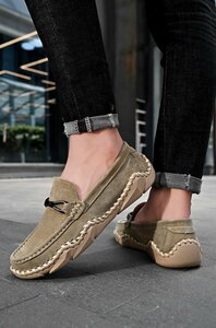 XX-QZTS-22083 KHAKI/47 размер 28.5cm степень новый товар высокое качество популярный новый товар первый продажа обувь мужской натуральная кожа Loafer туфли без застежки ручная работа гонг 