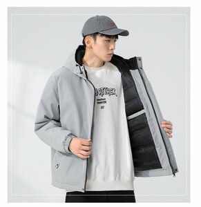 マウンテンパーカー 登山服 ジャンパー 大きいサイズ ブルゾン 秋冬アウタ 防寒トップス　グレーXL