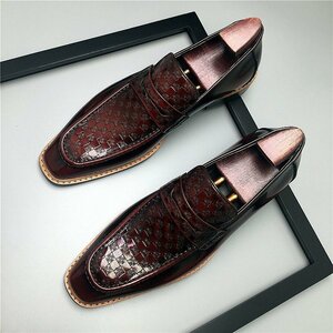 XX-SHJQ 12329 wine red 職人手作り 40サイズ25.cm程度 【新品未使用】高品質 人気新品 メンズ シューズ ビジネスシューズ 職人手作り 本