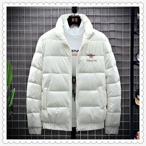 YR-DAP白【実寸2XL XL程度 】北欧vkingar 最高級 登山 防水 人気新品 秋冬 メンズ 軽量 防風防寒 豪華 ダウンより暖かい・豪華刺繍