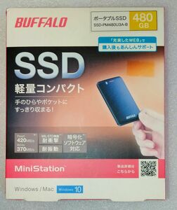 ★新品★BUFFALO SSD-PM480U3A-B ポータブルSSD 低消費電力 USB3.1(Gen1)対応 480GB 