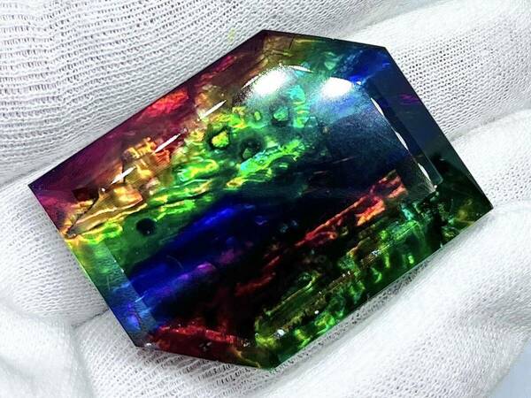 【鑑別書付き】アンモライト Ammolite 109.20Ct オパール化 原石 化石 宝石 ルース 菊石 天然