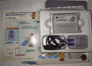 SFC Super Famicom mouse Mario paint SHVC-MSA mouse game soft mouse pad 3 point set box instructions equipped 