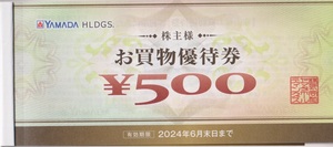 * Yamada Denki *yamada holding s stockholder complimentary ticket 5,000 jpy minute (500 jpy ×10 sheets ) have efficacy time limit :2024 year 6 month to end 