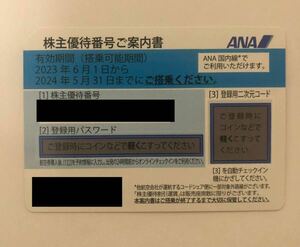 ANA株主優待券1枚。2024年5月31日まで、パスワード通知のみ