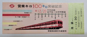 営業キロ100キロ突破記念乗車券