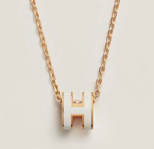 新品 エルメス ミニ ポップ H ネックレス ペンダント ホワイト ローズゴールド New HERMES Mini Pop H PENDANT WHITE