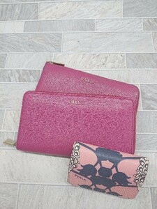 ◇ 《 FURLA フルラ まとめ売り3点セット ピンク系 財布 ウォレット レディース 》 P