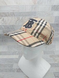 ◇ BURBERRY バーバリー TB モノグラム ヴィンテージ チェック キャップ 帽子 ベージュ マルチ サイズM レディース P