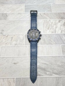 ◇ EMPORIO ARMANI 動作未確認 AR-5916 型押し クロノグラフ 腕時計 ウォッチ ネイビー サイズ メンズ P