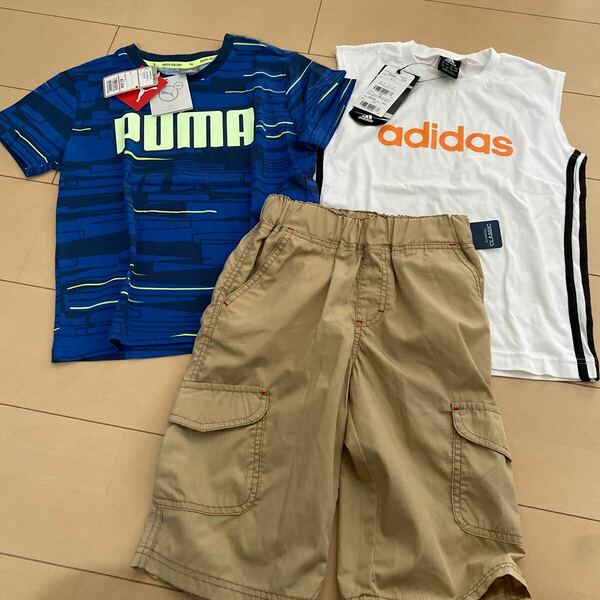 新品　男の子　おまとめセット　130cm程　アディダスadidas プーマ　PUMA 半袖Tシャツ 短パン　ハーフパンツ 