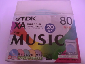  free shipping made in Japan TDK XA music for CD-R 80 minute color Mix ink-jet printer correspondence 20 sheets pack storage goods unopened 