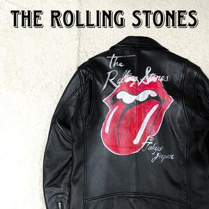 美品 JACK ROSE ジャックローズ ROLLING STONES ローリングストーンズ ダブル ライダースジャケット 本革 羊革 シープ ブラック M