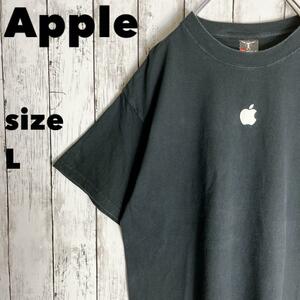 【APPLE】アップル センターロゴプリント tシャツ L 企業物 ブラック古着 ヘインズ
