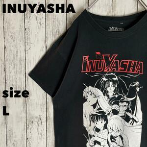 00s アニメT【犬夜叉】キャラ集合tシャツ L 古着 INUYASHA 黒