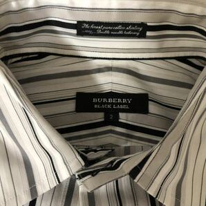【美品】バーバリーブラックレーベル BURBERRY BLACKLABEL ホース刺繍 長袖ストライプシャツ 2(M)の画像3