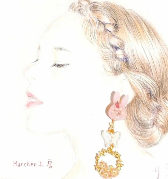 バタフライ/rose６点セットPierce/earrings 