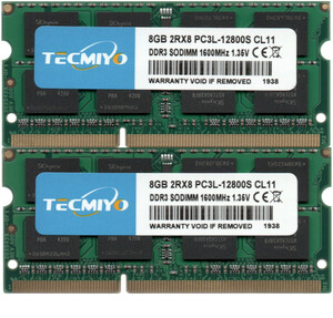 【DDR3 8GBx2枚 合計16GB ノートPC用】＜動作確認済＞TECMIYO 低電圧 1.35V DDR3L-1600 (PC3L-12800S)【中古】H166