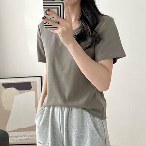 綿の半袖tシャツの女性のinsファッションの女性の春夏上着ゆったりしたベースシャツ