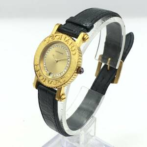 0P241-99 LEONARD 2 hands Date Date lady's quartz wristwatch leather belt 7423