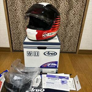 アライ ヘルメット　クアンタムj エレクトリック 赤 57 58 中古美品　arai quantum-j Mフルフェイス