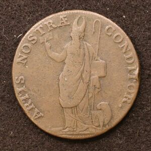 イギリス18世紀地方トークン ヨークシャー・リーズ 1/2ペニー銅貨（1791）[E4124]コイン