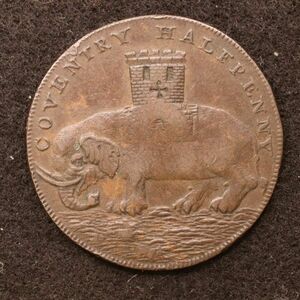 イギリス18世紀地方トークン コヴェントリー 1/2ペニー銅貨（1793）[E4126]コイン