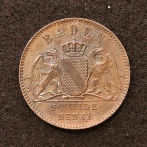 ドイツ連邦 バーデン大公国 1 Kreuzer銅貨（1870）[E4137]コイン