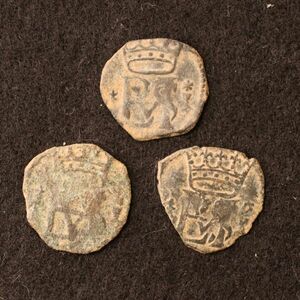 スペイン フェリペ2世時代 1 Blancaビロン貨（1527-1598）3枚セット[E3117]コイン