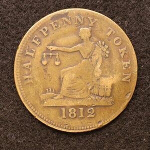 カナダ植民地 ローワーカナダ 1/2ペニー黄銅貨（1812）[E4268]コイン